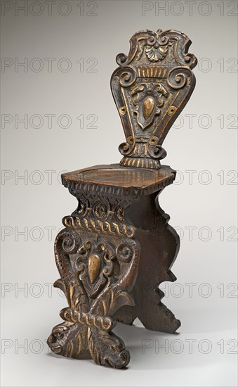 Walnut Stool (Sgabello), Carved and Gilded, c. 1540/1560.