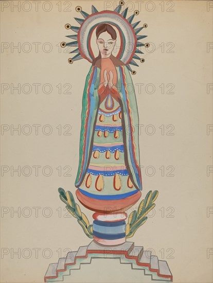 New Mexico, "Bulto", Polychromed Wooden Figure, 1935/1942.