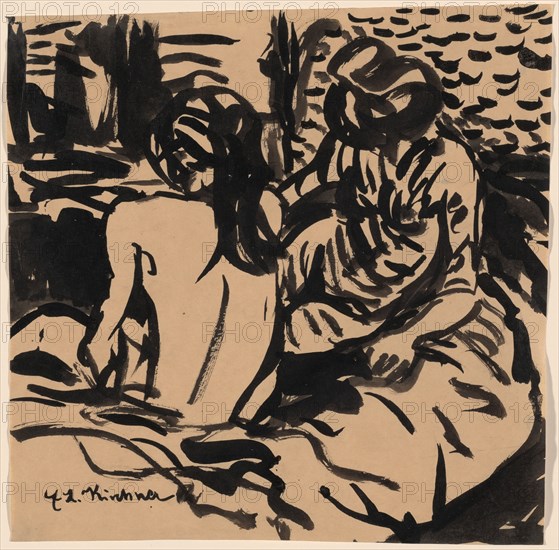 Two Nudes on a Bed (Isabella and a Younger Girl), c. 1906.