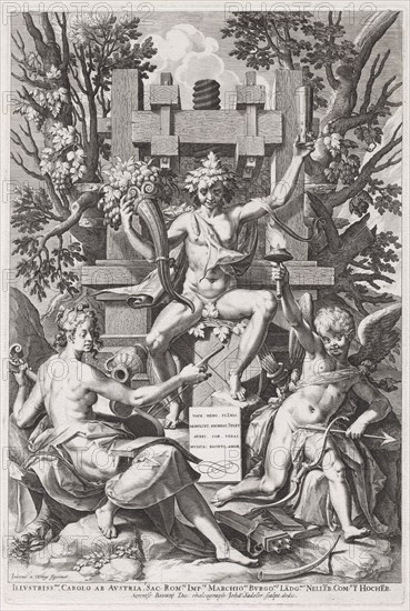 Bacchus Seated on a Barrel between Amor and Music, c. 1590.