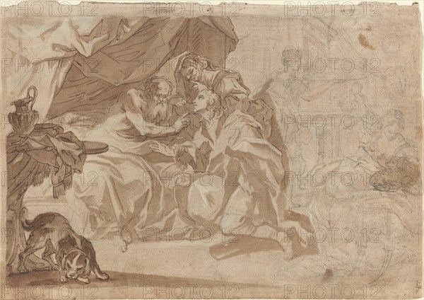 Jacob and Rebecca before Isaac [recto], early 18th century.