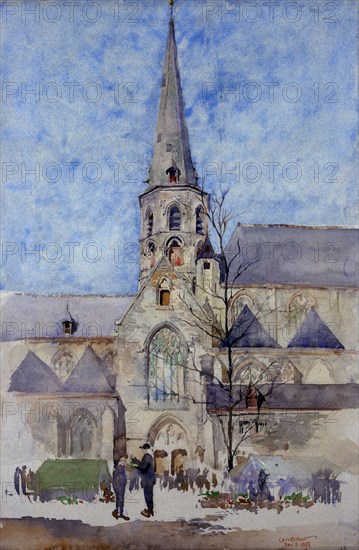 A Market Day (Church of St. Jacques, Ghent, Belgium), 1897.