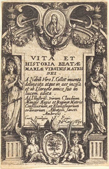 Frontispiece for "The Life of the Virgin", in or after 1630.