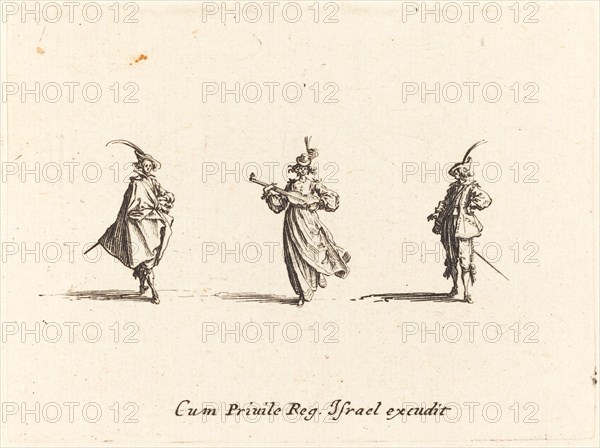 Lady with String Instrument, and Two Gentlemen, probably 1634.