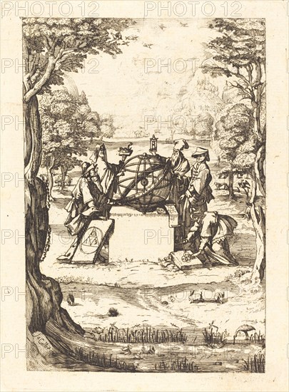 Frontispiece for the Sacred Cosmologia (Title with Astrologers).