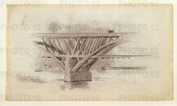 Drawing Of Girard Avenue Bridge/Verso Sketch Of An Oar, c. 1871.