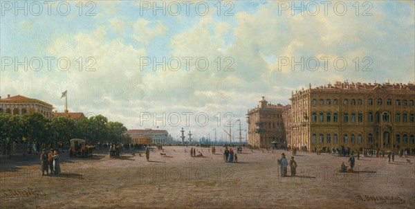 The Palace Square in Saint Petersburg, 1860s. Private Collection.