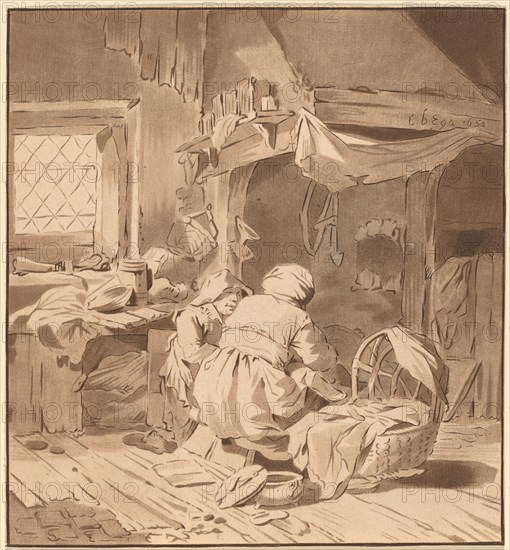 Interior of a Peasant House with Two Women, 1772, published 1787.