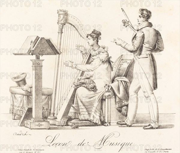 Leçon de Musique (Music Lesson). Attributed to Johann Anton André.