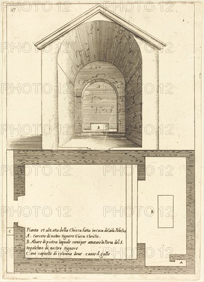 Plan and Elevation of the Church near the House of Caiaphas, 1619.