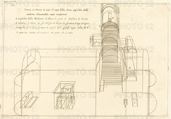 Plan and Elevation of the Church of the Madonna's Sepulchre, 1619.