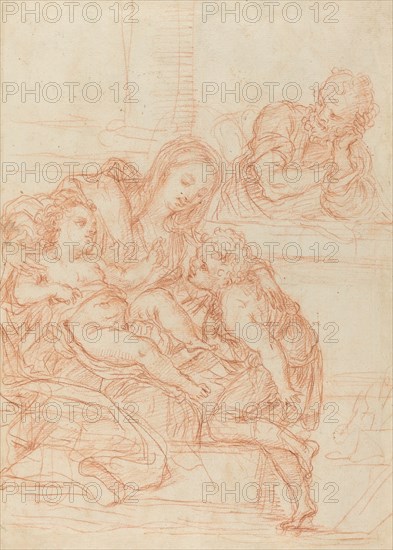 Madonna and Child with Saints John and Joseph [recto], 17th century.