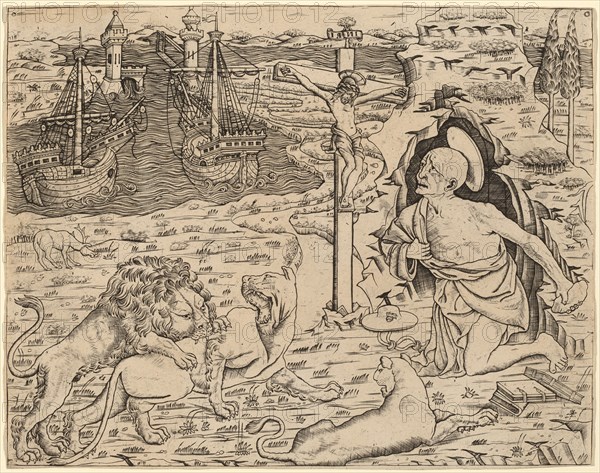 Saint Jerome in Penitence, with Two Ships in a Harbor, c. 1480/1500.