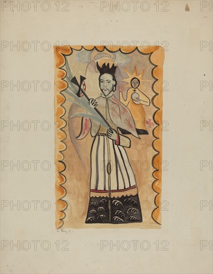 St. John Nepomucene-Painted on Buffalo Hide Prior to 1800, 1935/1942.