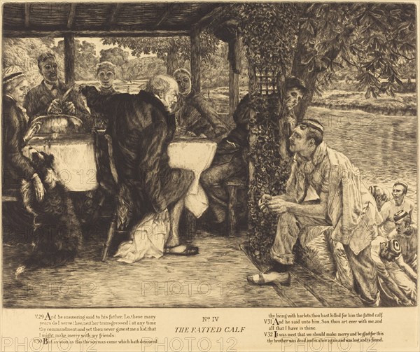 The Fatted Calf, 1882. [Illustration to the parable of the Prodigal Son].