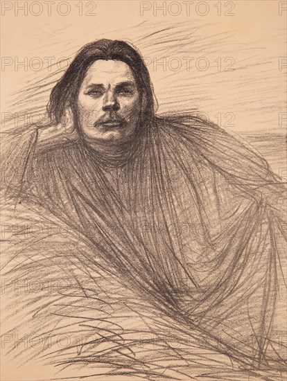Portrait of the author Maxim Gorky (1868-1939), ca 1894. Private Collection.