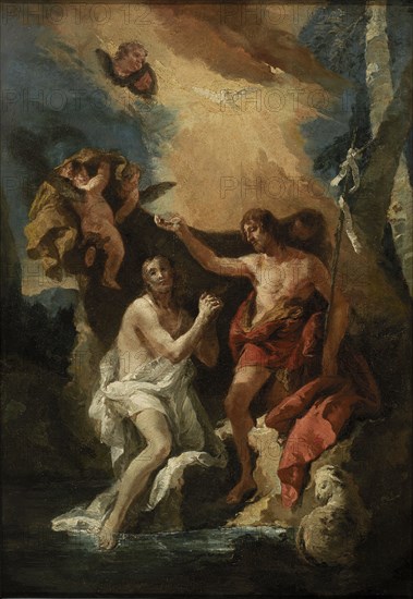Baptism of Christ, 18th century. By a follower of Giovanni Battista Tiepolo.
