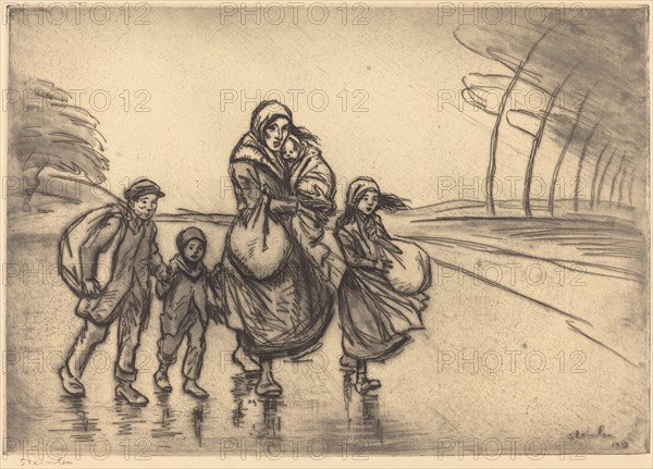 In the Rain: Mother and Children (Sous la pluie: La mere et les enfants), 1915.