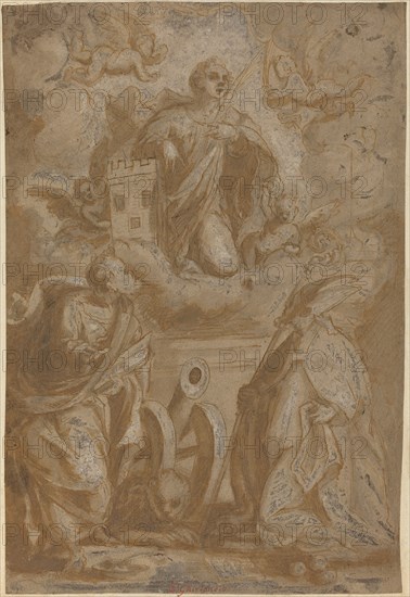 Saint Barbara in Glory with Saints Nicholas and Jerome, second half 16th century.