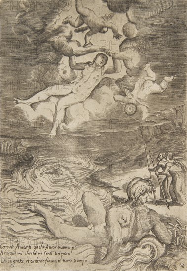 Venus tumbling with putti in the clouds, from 'The Loves of the Gods', ca. 1531-76.