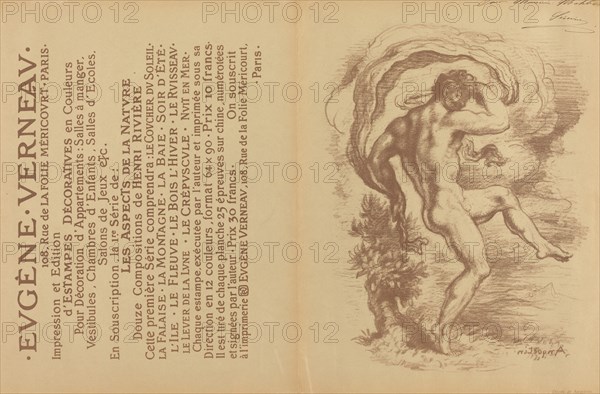 Dancing Nude and Advertisement for Eugène Verneau's "Estampes décoratives" [verso], 1897.