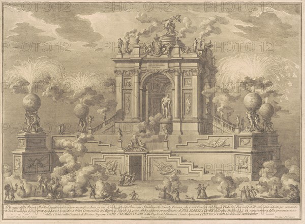 The Prima Macchina for the Chinea of 1767: A Triumphal Arch with the Farnese Hercules, 1767. Creator: Giuseppe Vasi.