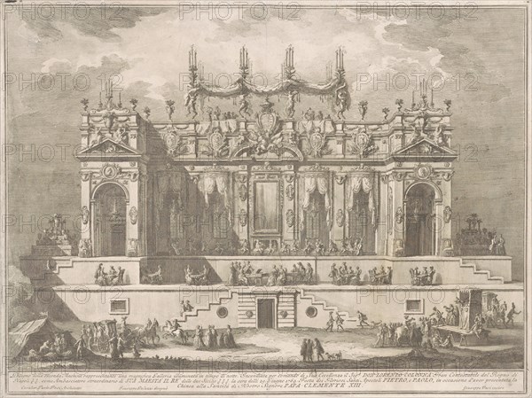 The Seconda Macchina for the Chinea of 1764: A Magnificent Gallery Illuminated at Night, 1764. Creator: Giuseppe Vasi.