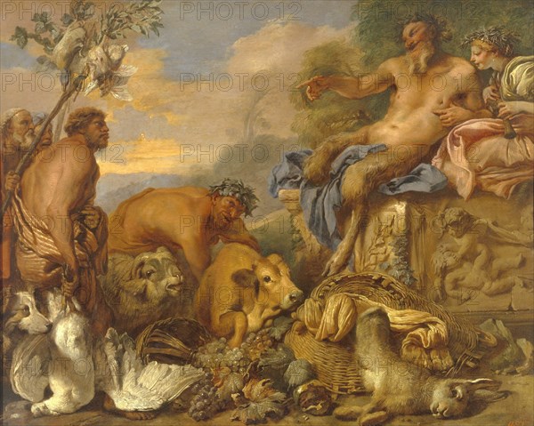 Satyrs Bringing their Gifts, Early 1640s. Creator: Castiglione, Giovanni Benedetto (1610-1665).