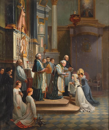 Visit of the Duchess of Berry to the Church of Notre Dame de Liesse in April 1819. Creator: Pingret, Édouard-Henri-Théophile (1788-1875).
