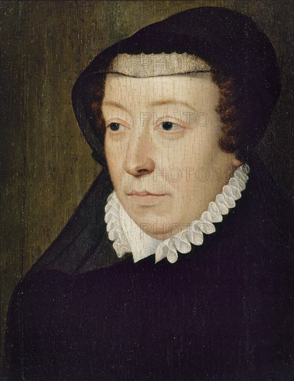 Portrait of Catherine de' Medici (1519-1589), 1565. Creator: Clouet, François, (School)  .