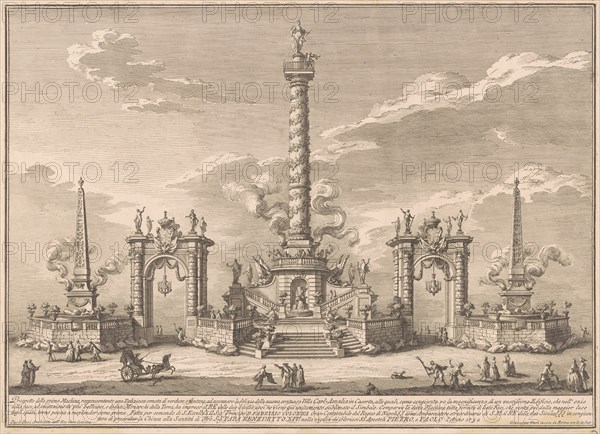 The Prima Macchina for the Chinea of 1752: A "Deliziosa" Alluding to Villa Carl'Amalia..., 1752. Creator: Giuseppe Vasi.