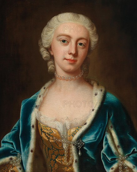 Portrait of Augusta of Saxe-Gotha (1719-1772), Princess of Wales, Mid of the 18th cen. Creator: Du Pan, Barthélémy (1712-1762).