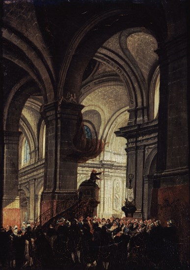 Sermon of a Capuchin in the Church of Saint Roch, 1780. Creator: Demachy, Pierre-Antoine (1723-1807).