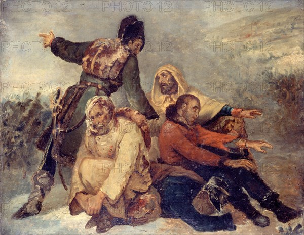 Quatre soldats de l'armée en déroute, c. 1826. Creator: Scheffer, Ary (1795-1858).