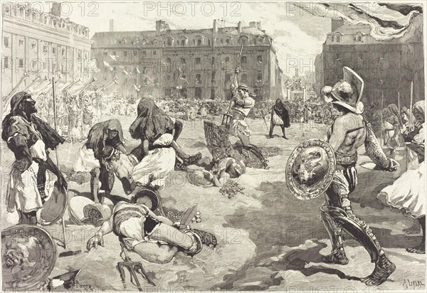 Les Fêtes de Rennes. La grande Cavalcade Romaine, 1883/1890. Creator: Daniel Urrabieta Vierge.