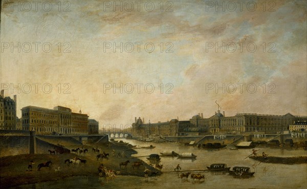 L'Hôtel de la Monnaie et le Louvre, vus du Pont-Neuf, c. 1800. Creator: Demachy, Pierre-Antoine (1723-1807).
