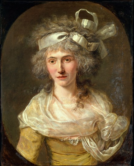 Portrait of Anne-Josèphe Théroigne de Méricourt (1762-1817), c. 1785. Creator: Vestier, Antoine (1740-1824).