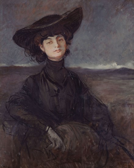 Portrait of Anna-Elisabeth, Comtesse Mathieu de Noailles (1876-1933), c. 1905. Creator: Forain, Jean-Louis (1852-1931).