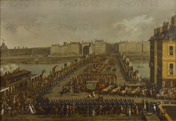 The imperial procession on the way to the coronation ceremony on Dec 2nd, 1804, 1805. Creator: Bertaux, Jacques (1745-1818).