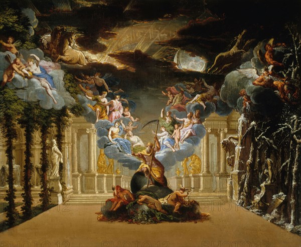 Stage design for the Prologue of the Tragédie lyrique "Atys" by Jean-Baptiste Lully, c. 1708. Creator: Duplessis (Vigoureux-Duplessis), Jacques Vigouroux (1680-1732).