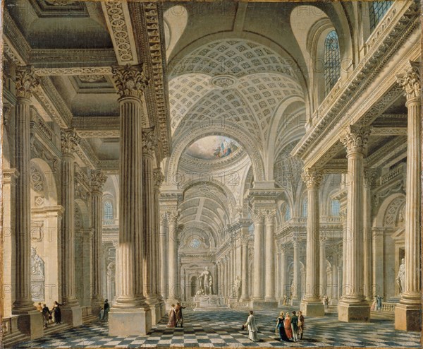Interior of the L'église de la Madeleine after the design of the architect Pierre..., c.1763. Creator: Demachy, Pierre-Antoine (1723-1807).