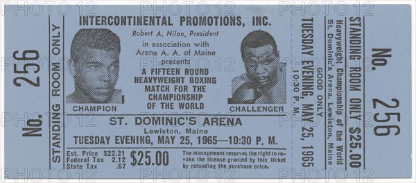 Ticket for boxing match between Muhammad Ali and Sonny Liston, 1965. Creator: Unknown.