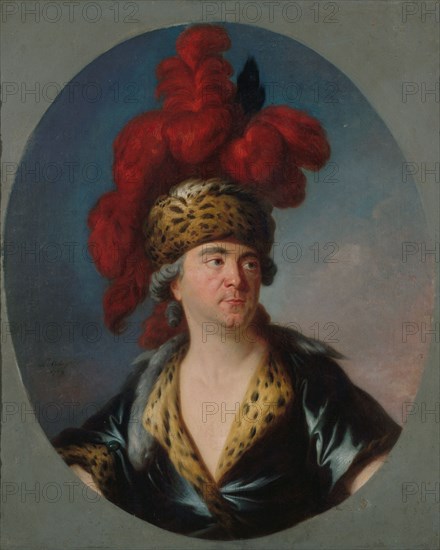 Portrait of Henri-Louis Lekain (1728-1778) as Genghis Khan in the play..., End of 1750s. Creator: Lenoir, Simon Bernard (1729-1791).
