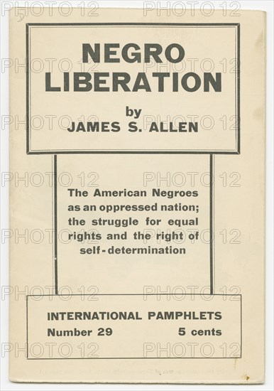 'Negro Liberation' by James S. Allen, 1935. Creator: Unknown.