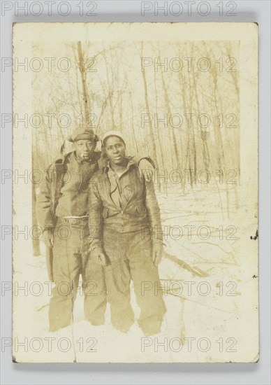 Photographic print of two unidentified men outdoors, 20th century. Creator: Unknown.