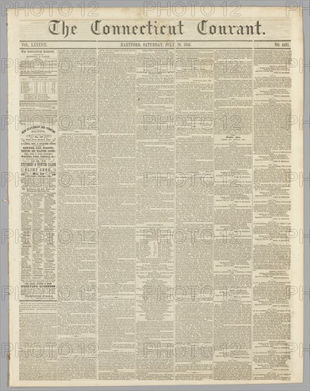 The Connecticut Courant, Vol. LXXXVII, No. 4461, July 20, 1850. Creator: Unknown.