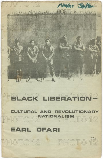 'Black Liberation - Cultural and Revolutionary Nationalism', ca. 1970. Creators: Unknown, Earl Ofari.