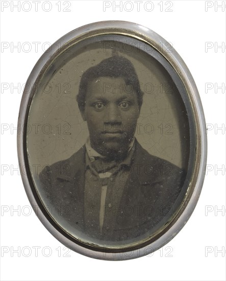 Brooch with a portrait of an unidentified man, ca. 1860. Creator: Unknown.