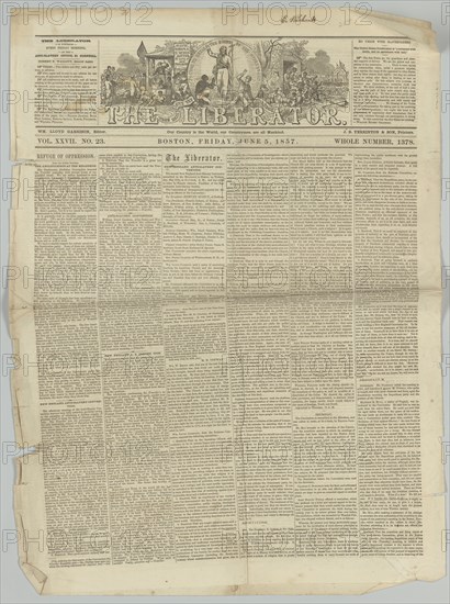 The Liberator, Vol. XXVII, No. 23, June 5, 1857. Creator: Unknown.