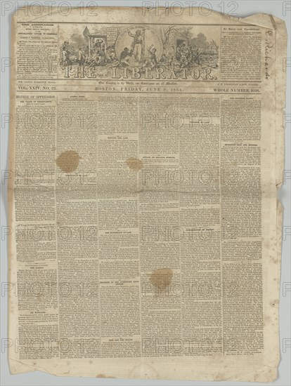 The Liberator, Vol. XXIV, No. 23, June 9, 1854. Creator: Unknown.